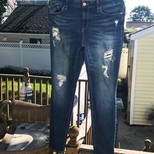 Destructed leopard patch jeggings